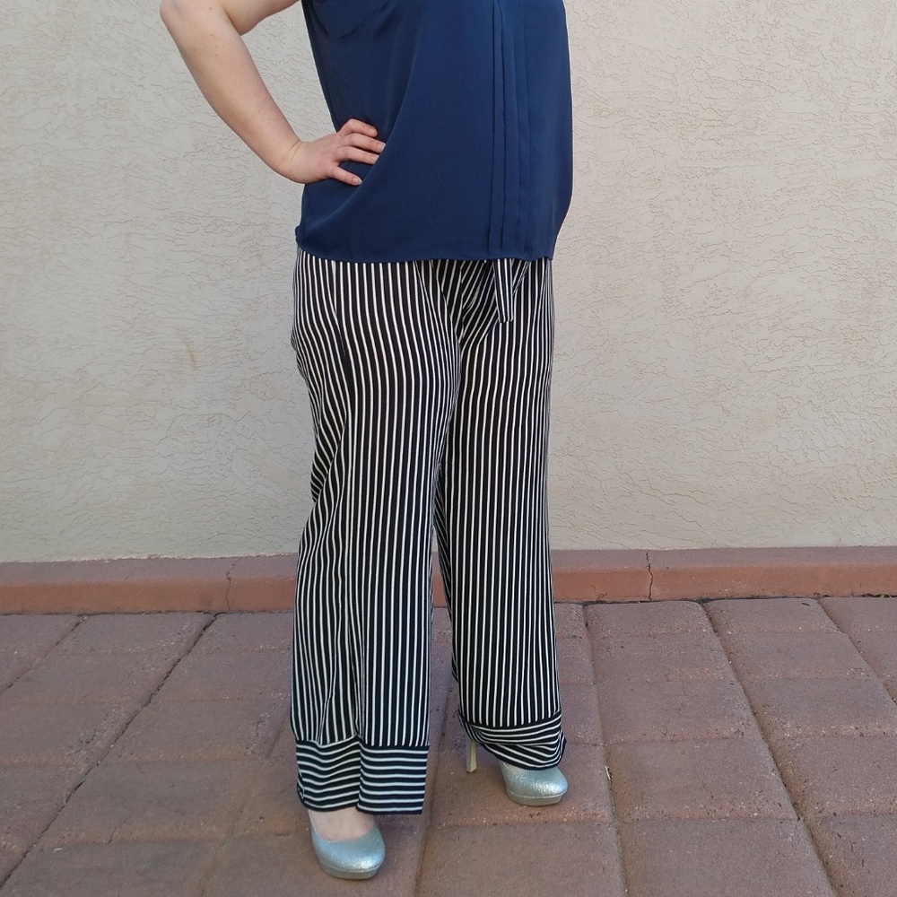 *CLEARANCE* Lilian Plus Size Striped Flare Pants